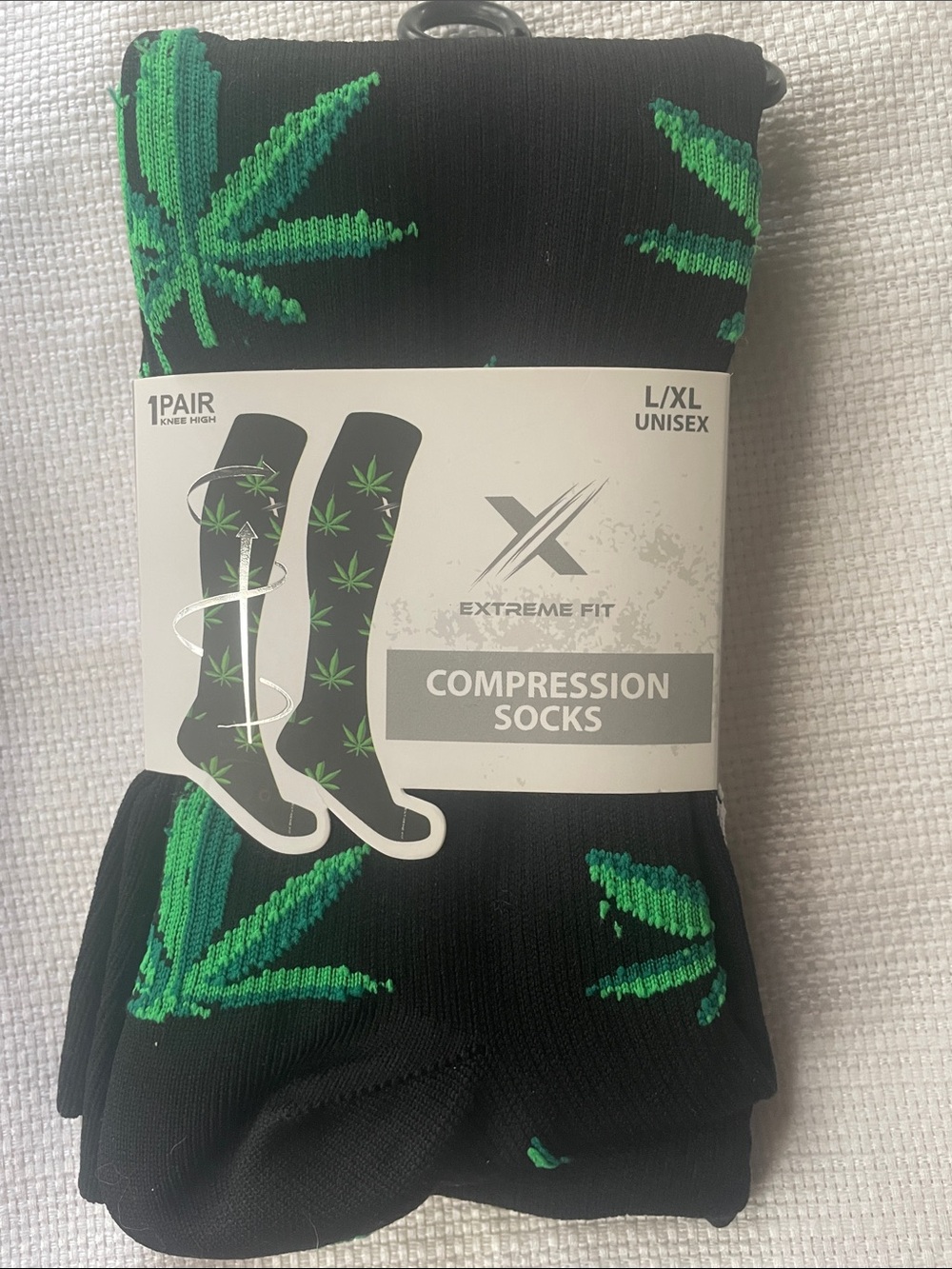Leafy Knee-High Compression Socks 15-20mmHg unisex size L/XL New